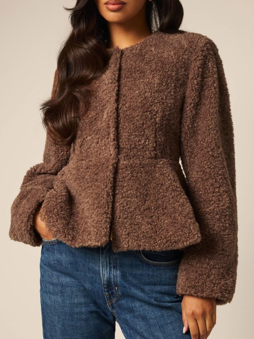 Brown Casual Women's Long Sleeve Elegant Faux Fur Coat